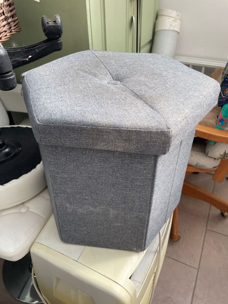 free - Grey Fabric Storage Stool / Ottoman – Good Condition