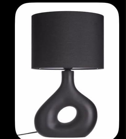 Modern Black Table Lamp with Fabric Shade x2