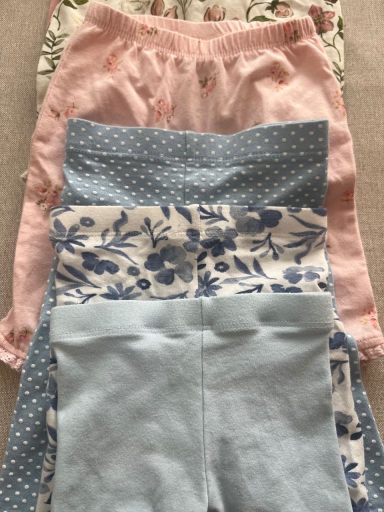 6 Baby Leggings – Pink & Blue, Very Good Condition