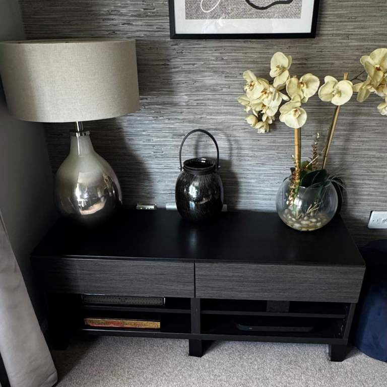 Ikea Besta TV Unit / Storage Unit - Dark Brown with Gloss Drawers