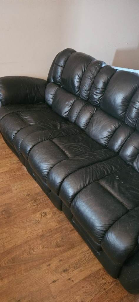 image for Leather sofa with recliner
