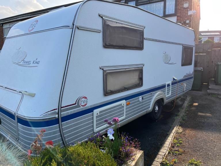 T.E.C. Travel King German Caravan. Fixed king sized bed and Bunk bed - 5 berth
