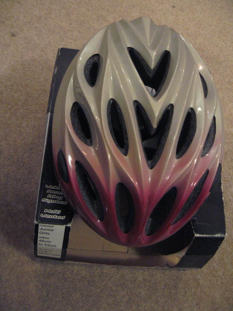 Cycle helmet, size small (Junior Girls, 48 to 53cm”). Hardly used, still boxed. Excellent condition