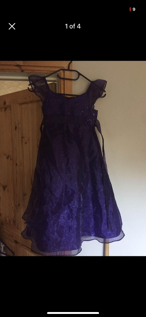 (651) Girls purple party dress, age 7 to 8