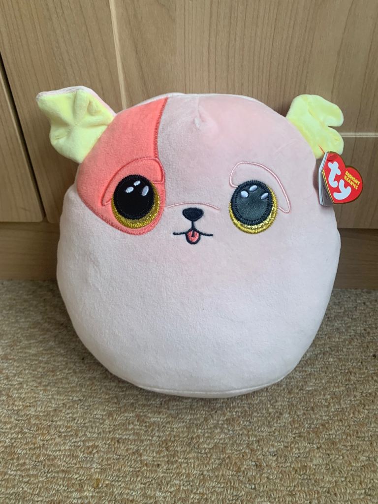 NEW Ty Squishy Beanie Patch Pug Dog 10''