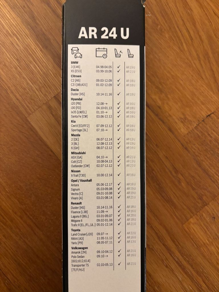 Bosch aerotwin wiper blade AR24U