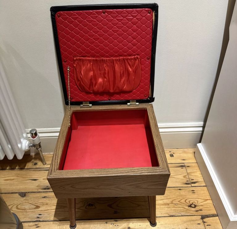 Sherborne Reg Des Sewing Box, Retro Box, Stool