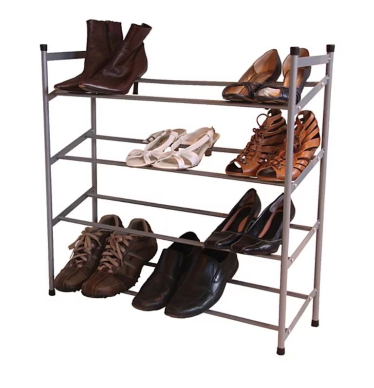 4 Tier Chrome Frame Stackable Extendable Shoe Rack Storage Organiser