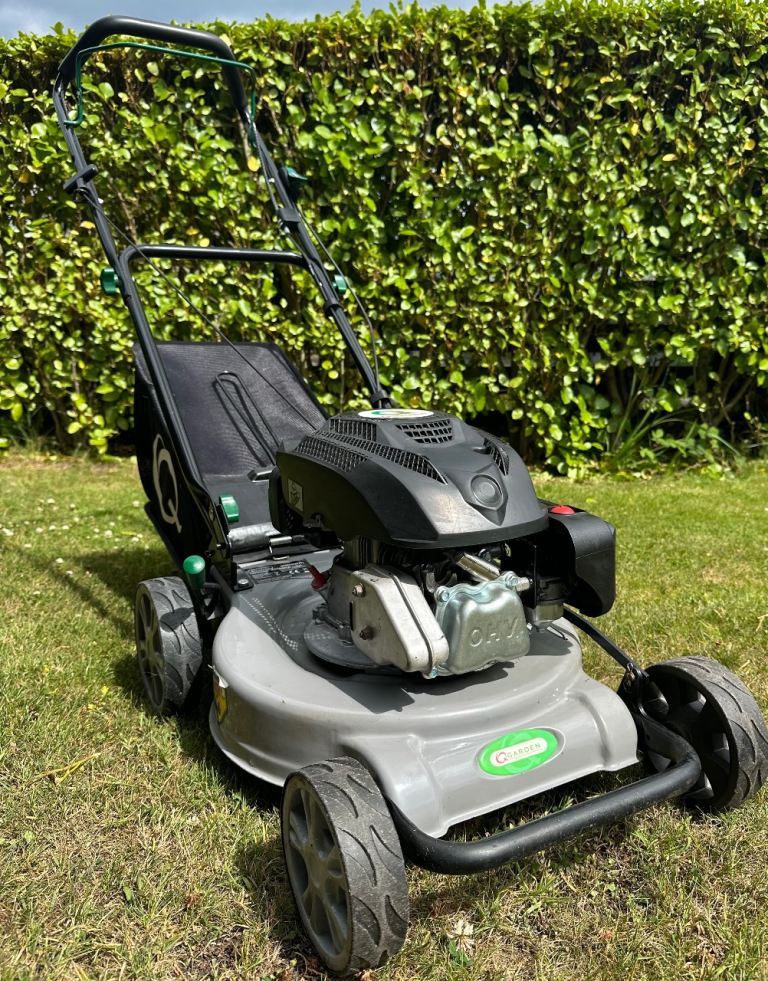 Like new petrol lawnmower serviced sharpened solid steel deck Mountfield easy start engine mower