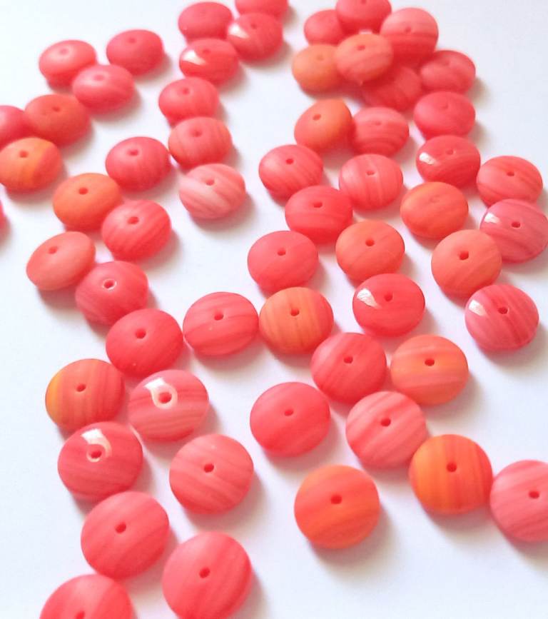 8mm Macaroon Red Rondelle Disc Beads (x16) Matt Czech Glass Jewellery Earrings Bracelets 