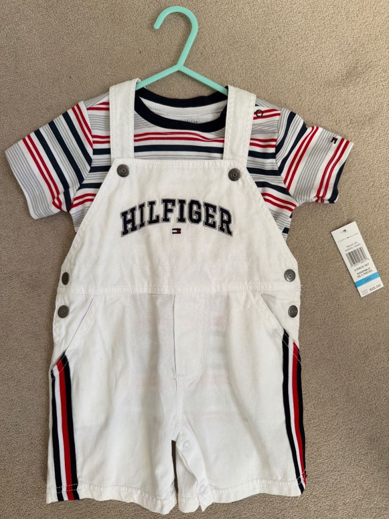 Tommy Hilfiger dungarees and T-shirt 24m