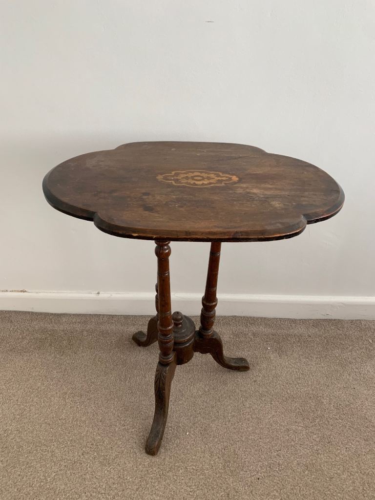Antique Wooden Occasional Table with Inlay Detail