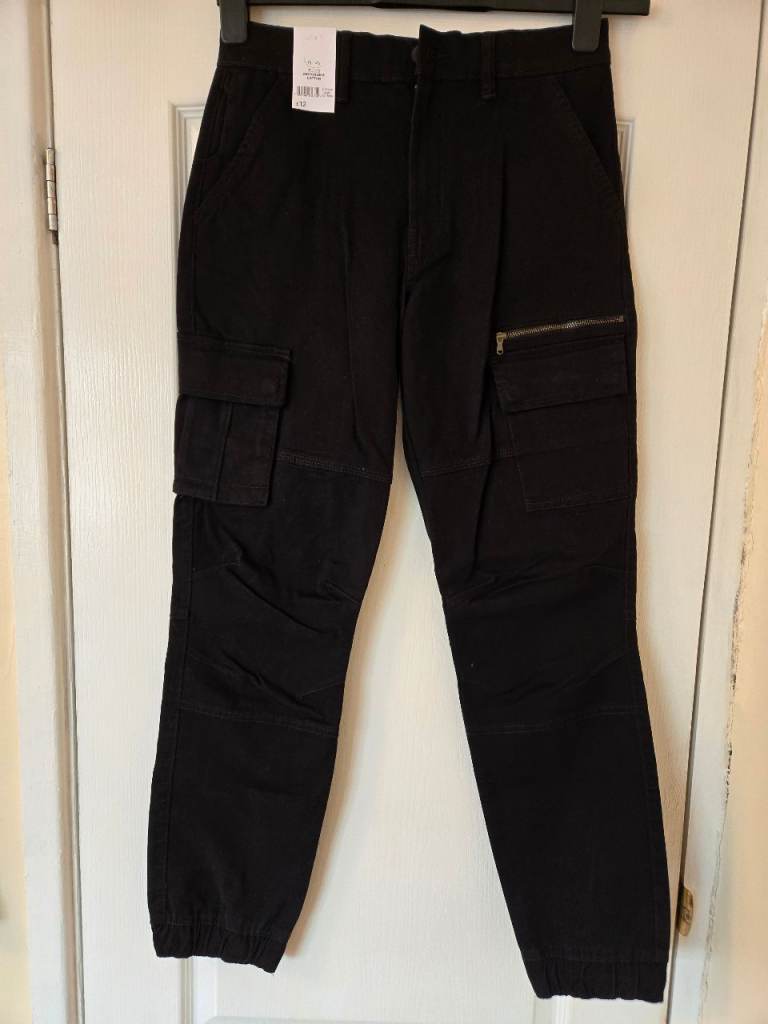 George kids black cargo trousers 