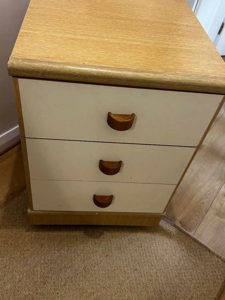 Bedside Table vintage Beech 3 drawer