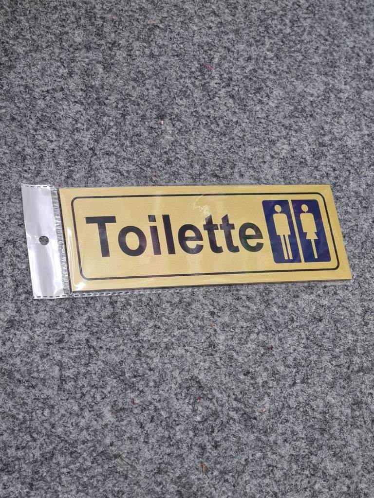 Gold & Black Toilet Door Sign with Male & Female Symbol 