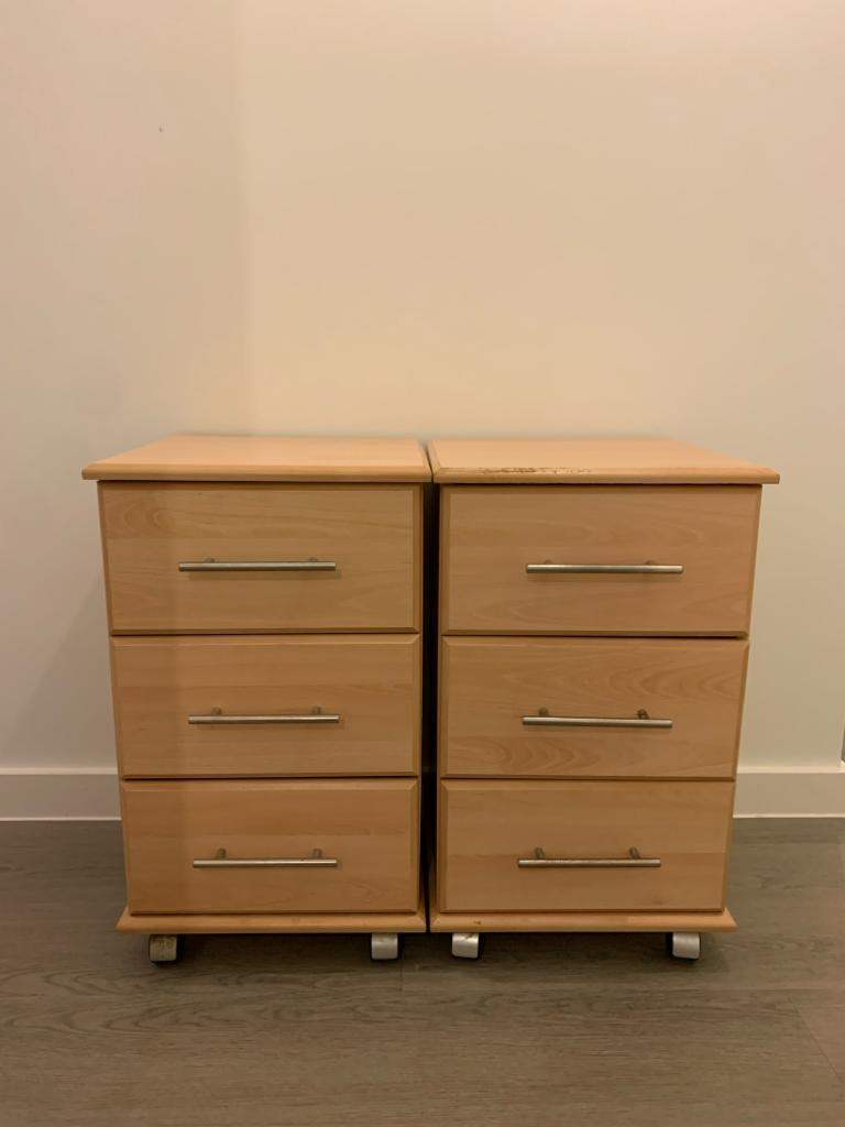2x Bedside 3-Drawer Cabinets – £80 for the Pair