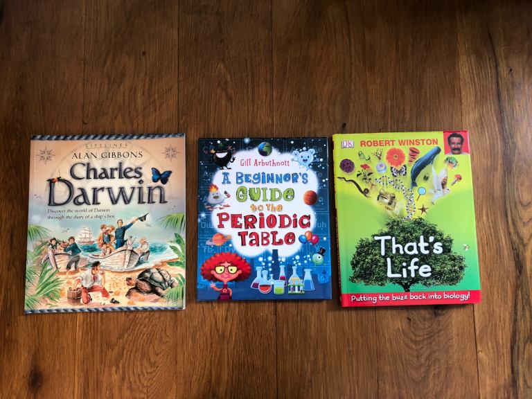 3 large educational children’s books  gift idea - biology periodic table