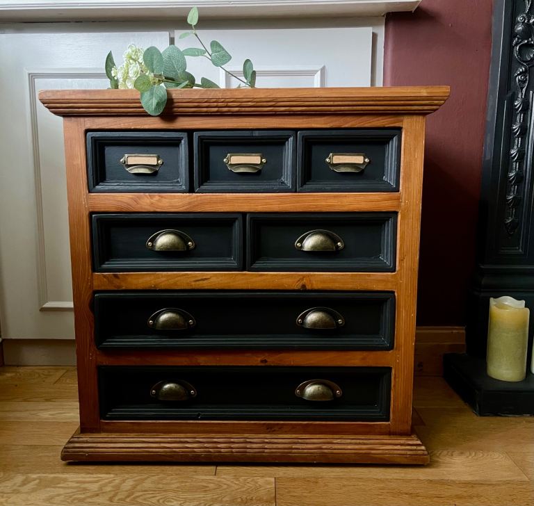 Small Merchant Chest of Drawers Solid Wood Newly Up-cycled.