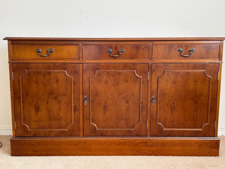 Wooden Sideboard with Three Drawers and Cupboards