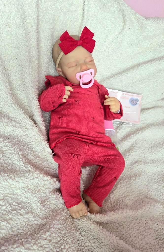 Brand new red sleeping baby girl doll realistic baby newborn  real looking girl baby pink