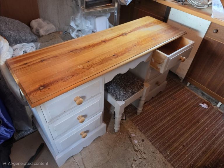 Light blue desk with stool 