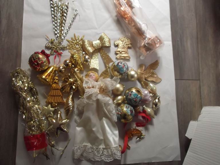 Gold Christmas Decorations Fairy Baubles Table Dec LOT