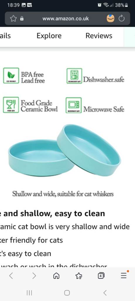 Set of two ceramic cat feeding dishes Very good used condition To collect from NE10