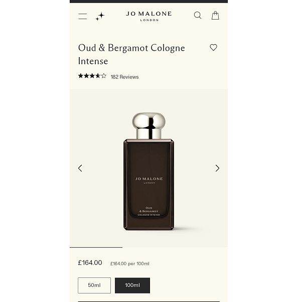 JO MALONE LONDON OUD & BERGAMOT COLOGNE INTENSE