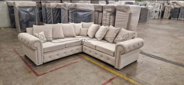 Ashwin Velvet 5 Seater L Shape Corner Sofa 3+2 Seater Sofa 