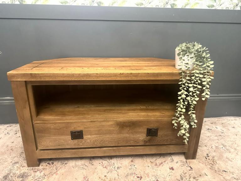 💙🌳 📺  Barker & Stonehouse solid oak  tv cabinet unit 