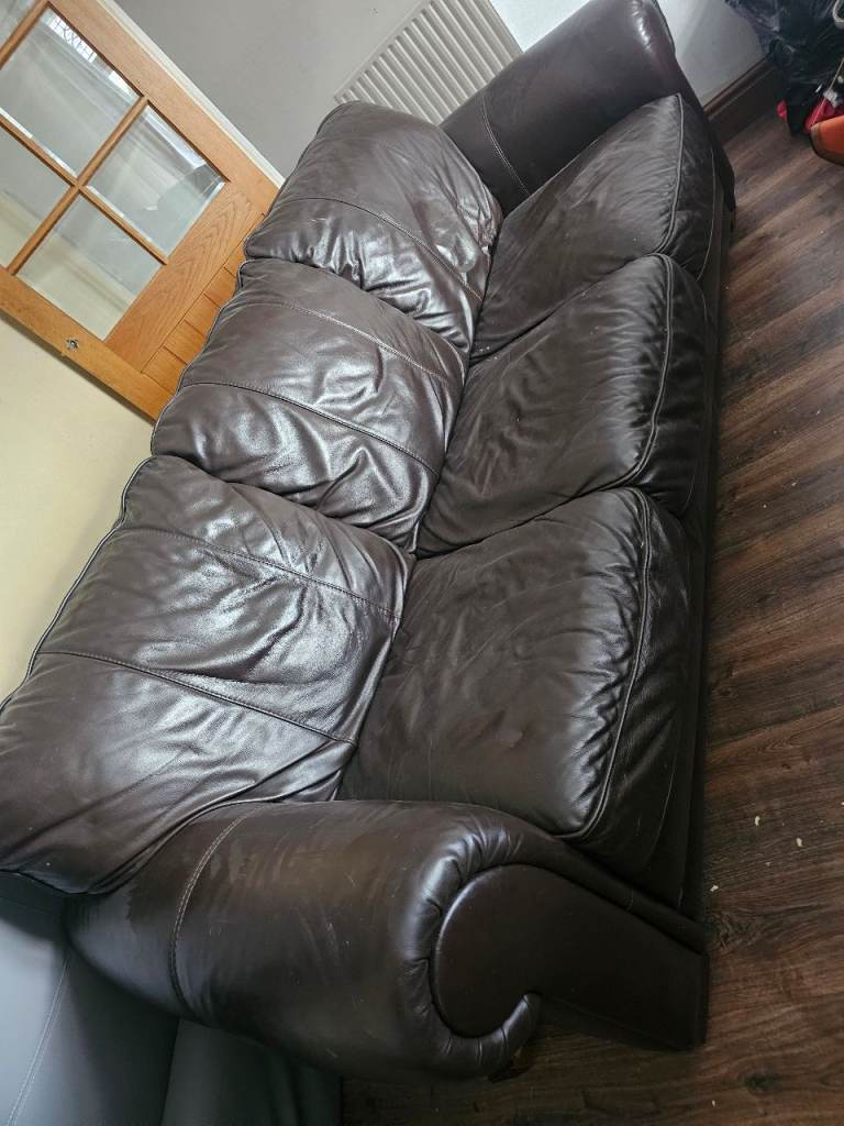 Free 3 and a 2 brown leather sofa free 
