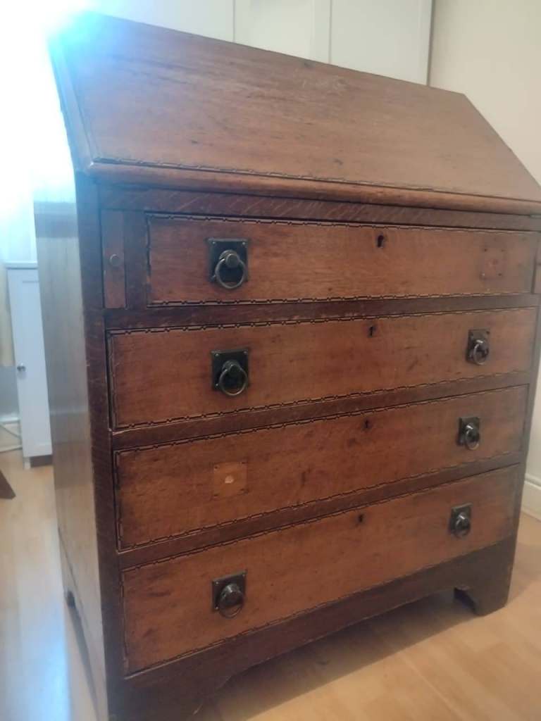 Vintage Wooden Bureau Writing Desk with Drawers – Antique Style