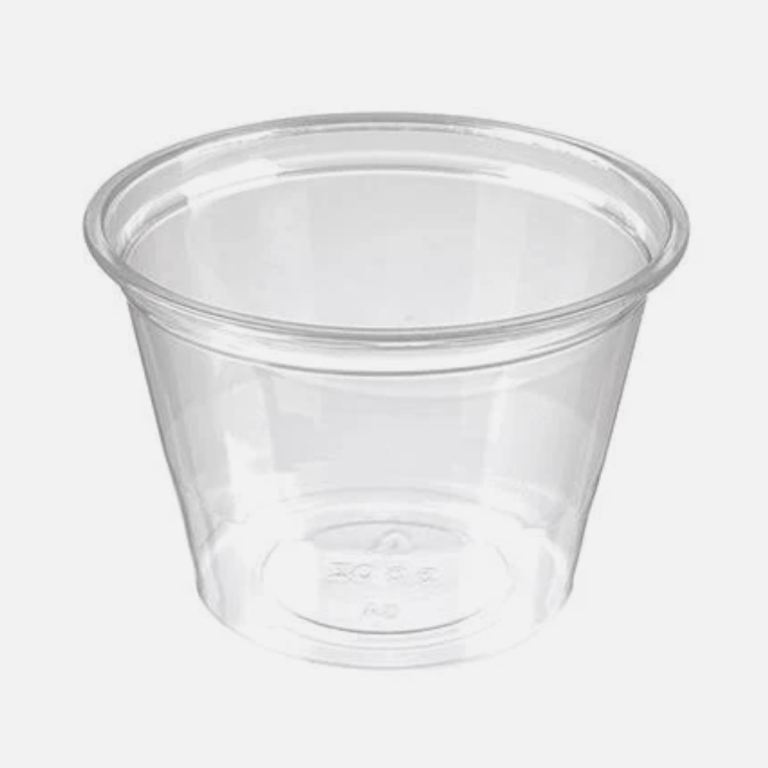Brand New Box of 2500 155ml/5.5oz Clear PET Plastic Portion Sauce Pots Tubs