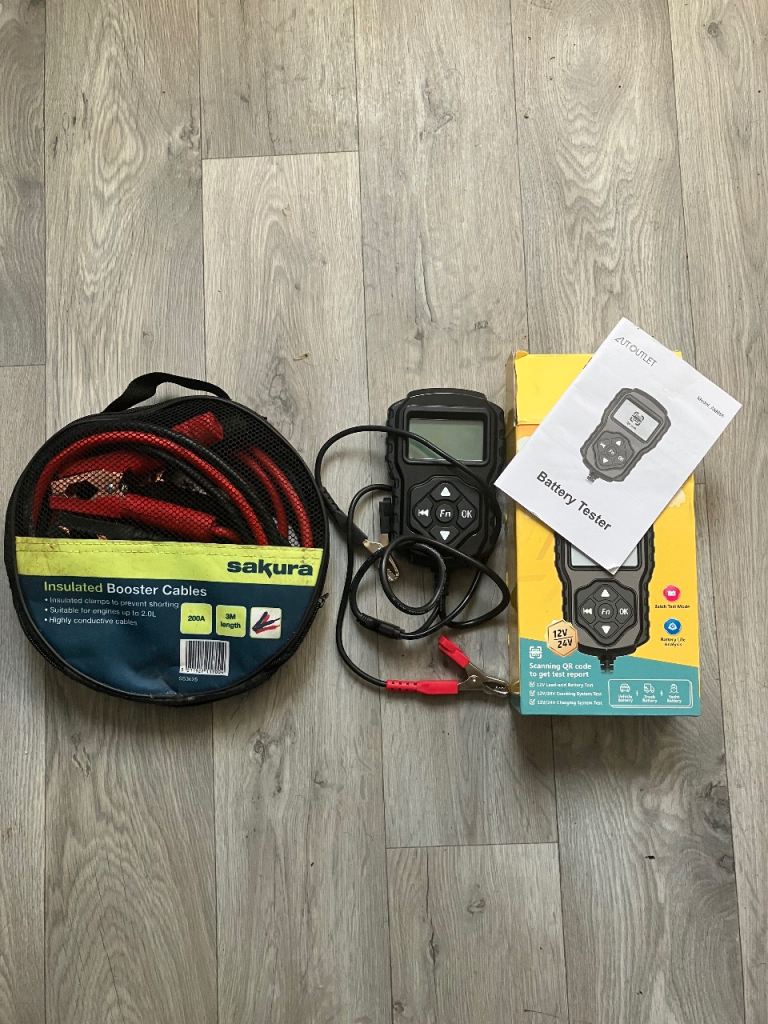 Car Emergency Kit – Battery Tester + Heavy Duty Jump Leads