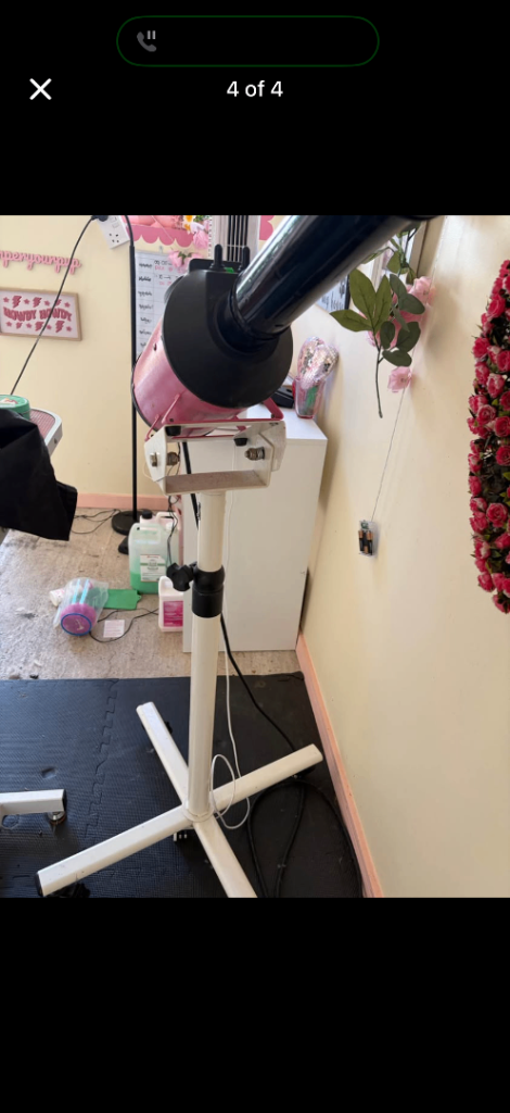 Pink stand dryer for dog grooming