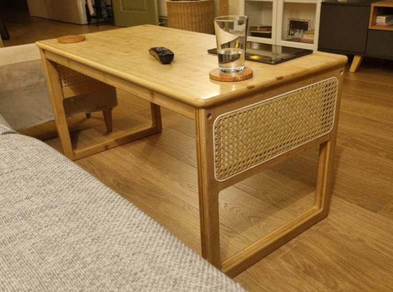 Brand New Coffee Table with Rattan Details