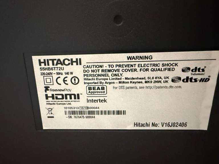 HITACHI 55INCH FVHD SMART LED TV