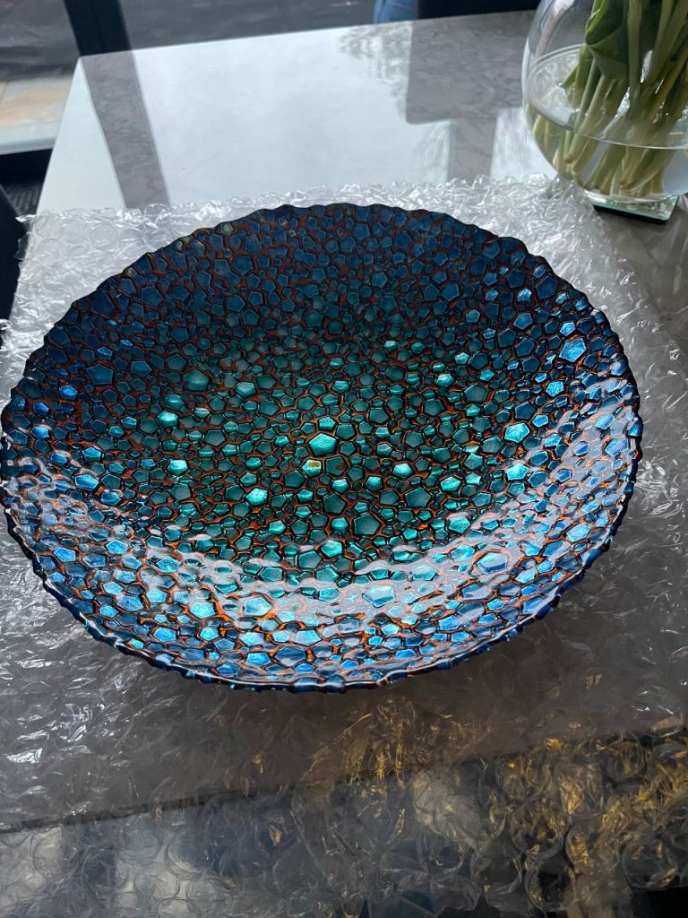 Lovely blue glass fruit bowel