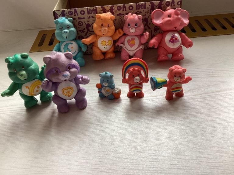 Care Bear figures with articulated limbs, circa 1984. Good as new condition.