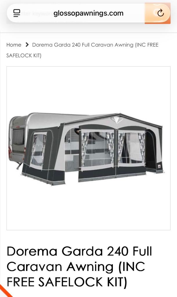 Dorema Garda 240 Full Caravan Awning 