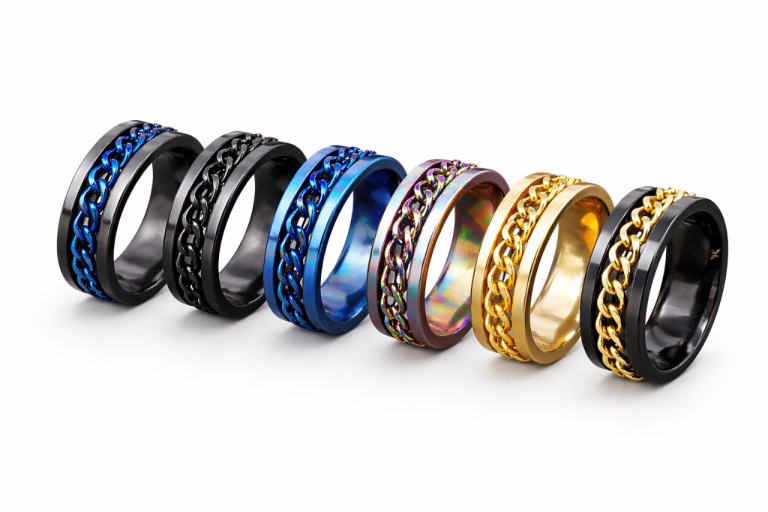  Anti Anxiety Spinner Fidget Rotating Cuban Ring–Pure 304 Stainless Steel–Multiple Colours Men/Women