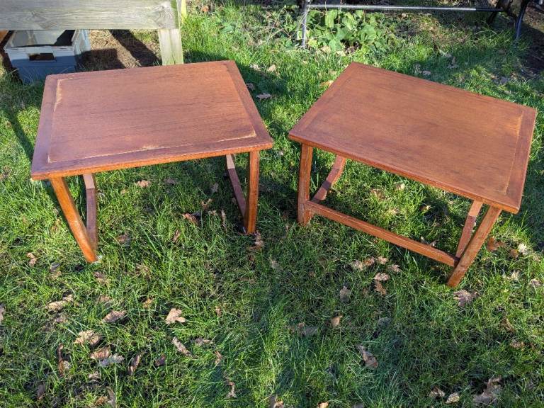 £30 for Two G-Plan Side Tables with casters Mid-Century