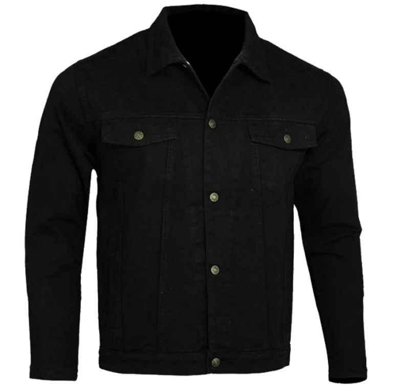 Bikers Gear Australia Jack Motorcycle Denim Lined with Kevlar Jacket Black