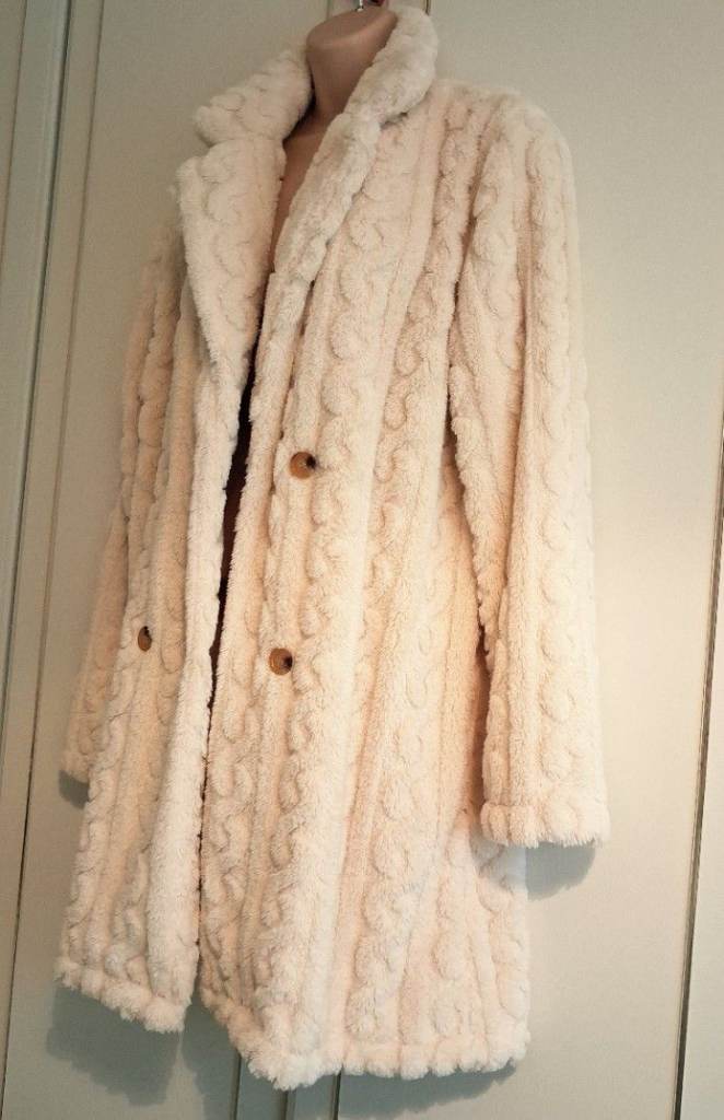 image for Womens Button Front Button Textured Coat, Long Sleeve, Lapel Neck - Size M