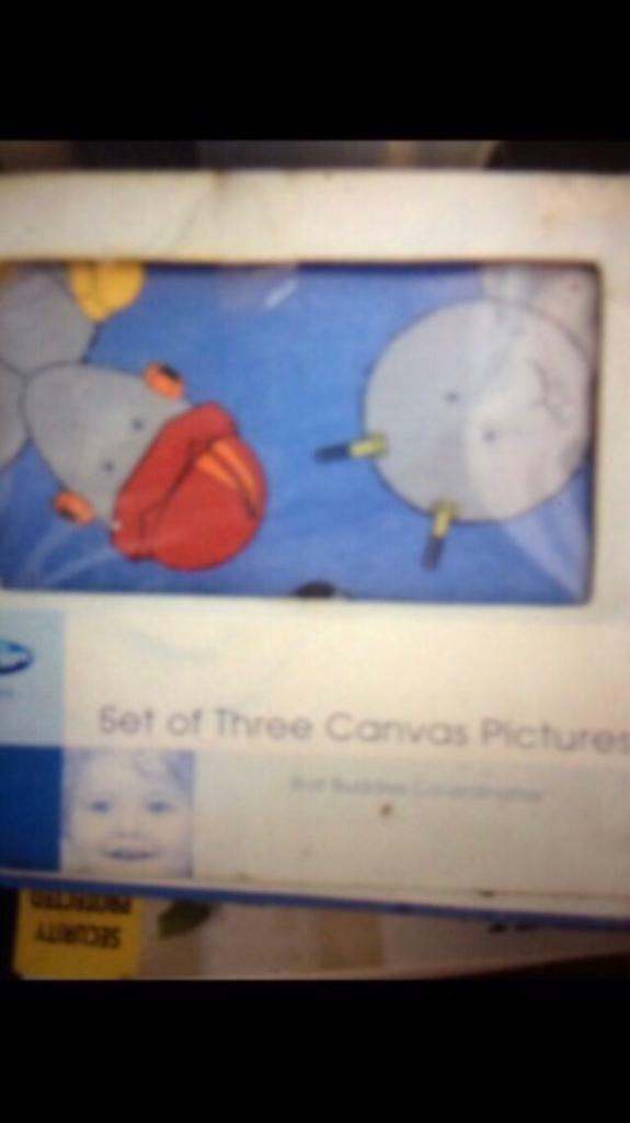 Baby nursery bedroom canvas pictures set of 3 Boy’s room accessories 