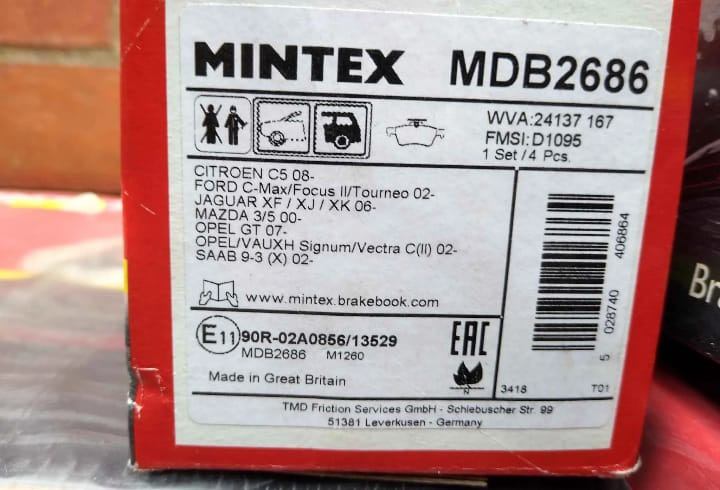 Mazda 3, 5 and premacy discs and pads front/rear