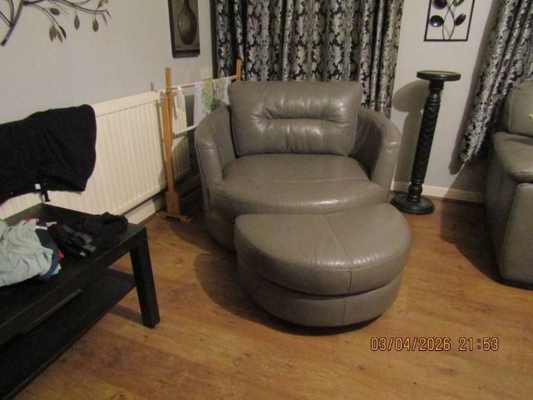 Swivel Cuddle Chair 360 degree swivel & Crescent Foot Stool