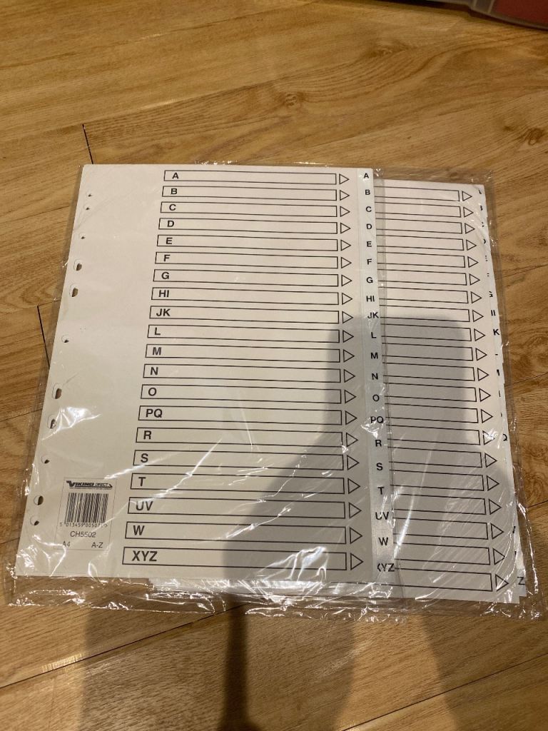 New A-Z Filing Index Dividers – Still in Packaging