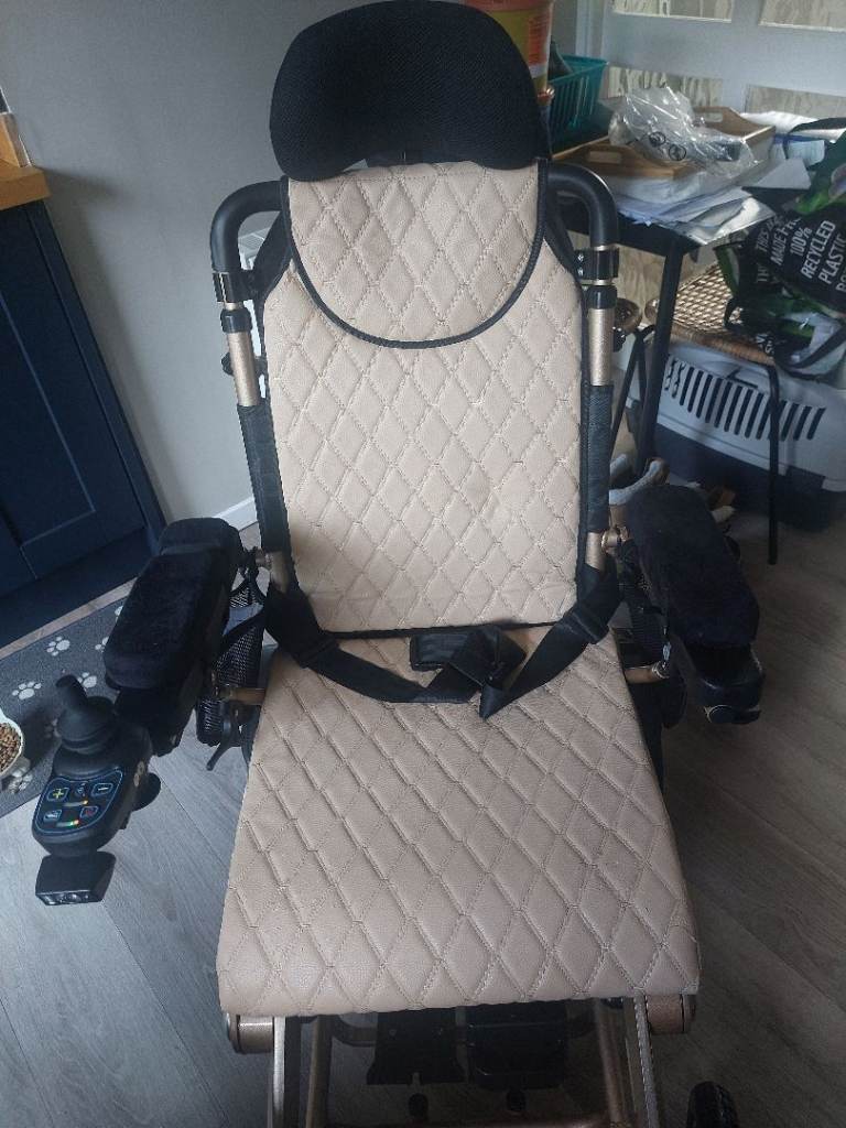 E Tech Power Folding Wheelchair - Champagne & Black, As Good As New