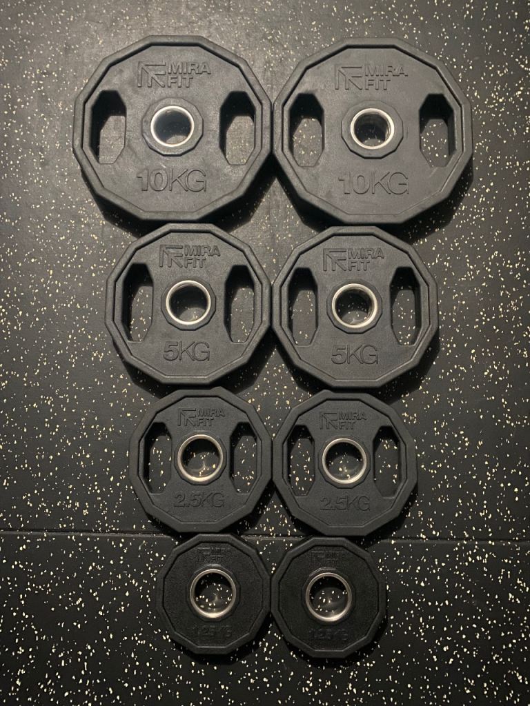 Mirafit rubber hex Olympic weight set 2x 10kg, 5kg, 2.5kg & 1.25kg RRP: £139.80